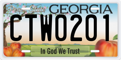 GA license plate CTW0201