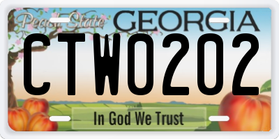 GA license plate CTW0202