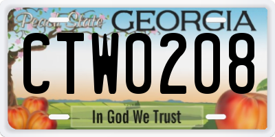 GA license plate CTW0208