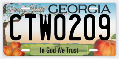 GA license plate CTW0209