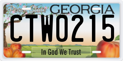 GA license plate CTW0215