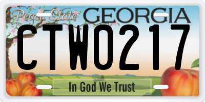 GA license plate CTW0217