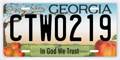 GA license plate CTW0219