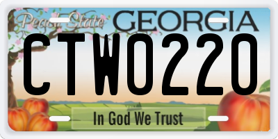 GA license plate CTW0220