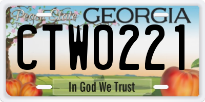 GA license plate CTW0221