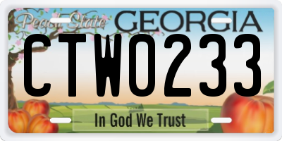 GA license plate CTW0233