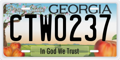 GA license plate CTW0237