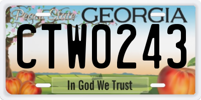 GA license plate CTW0243