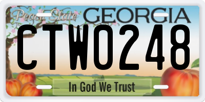 GA license plate CTW0248