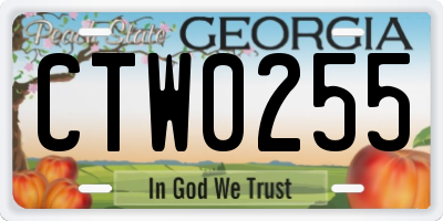 GA license plate CTW0255