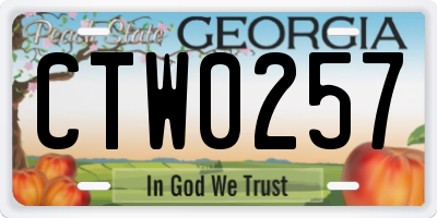GA license plate CTW0257