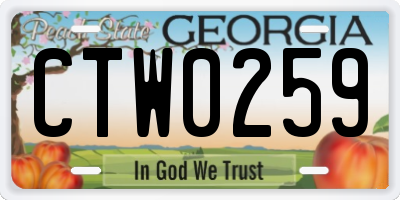 GA license plate CTW0259