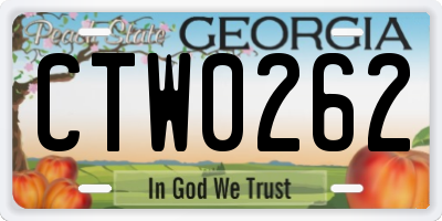 GA license plate CTW0262