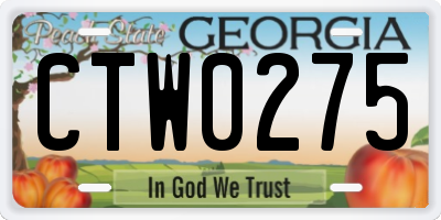 GA license plate CTW0275