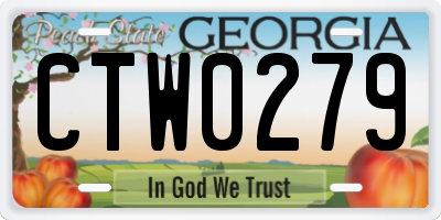 GA license plate CTW0279