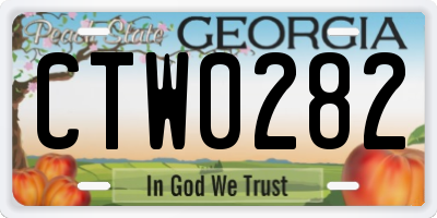 GA license plate CTW0282