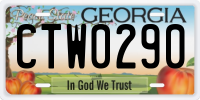 GA license plate CTW0290