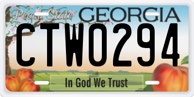 GA license plate CTW0294