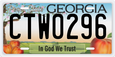 GA license plate CTW0296