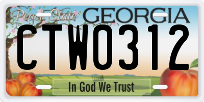GA license plate CTW0312