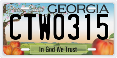GA license plate CTW0315
