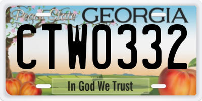 GA license plate CTW0332
