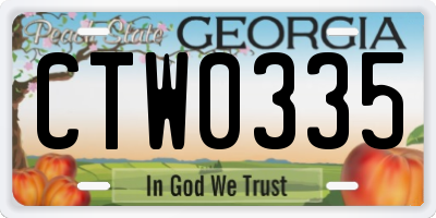 GA license plate CTW0335