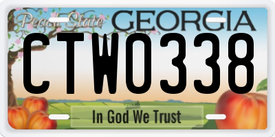 GA license plate CTW0338