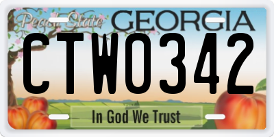 GA license plate CTW0342