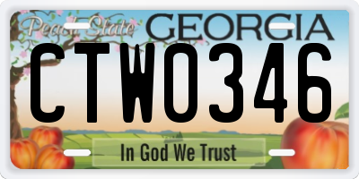 GA license plate CTW0346