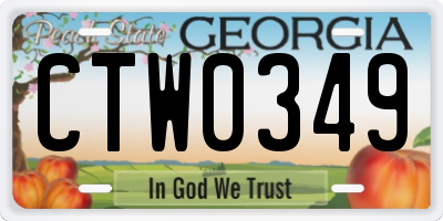 GA license plate CTW0349