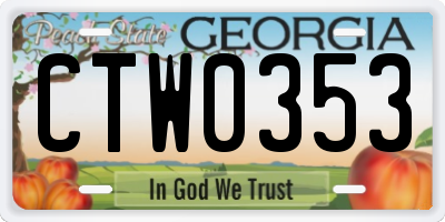 GA license plate CTW0353
