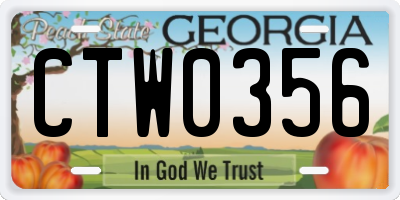 GA license plate CTW0356
