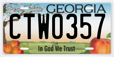 GA license plate CTW0357