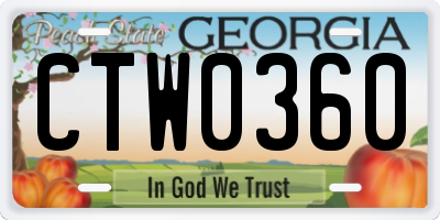 GA license plate CTW0360