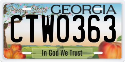 GA license plate CTW0363