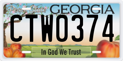 GA license plate CTW0374