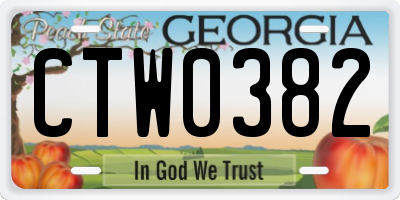 GA license plate CTW0382