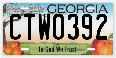 GA license plate CTW0392