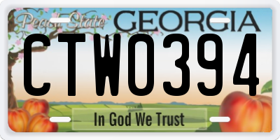 GA license plate CTW0394