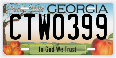 GA license plate CTW0399