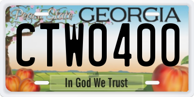 GA license plate CTW0400