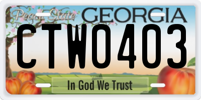 GA license plate CTW0403