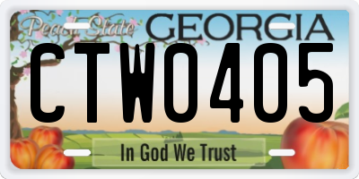 GA license plate CTW0405