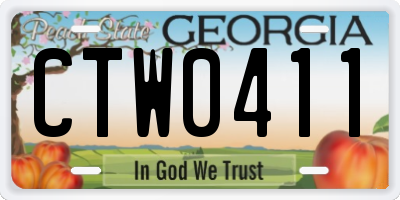 GA license plate CTW0411