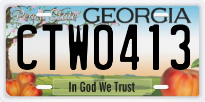 GA license plate CTW0413