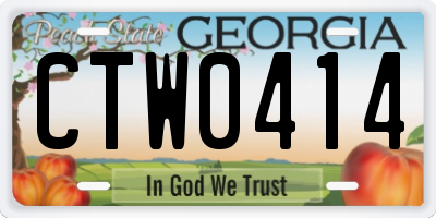 GA license plate CTW0414
