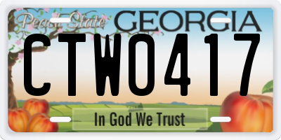 GA license plate CTW0417