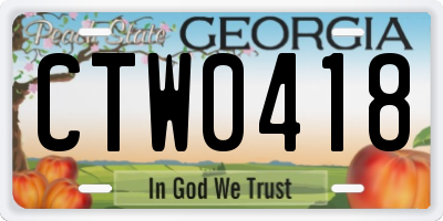 GA license plate CTW0418