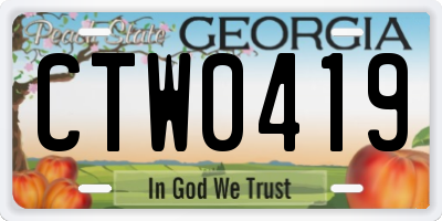 GA license plate CTW0419